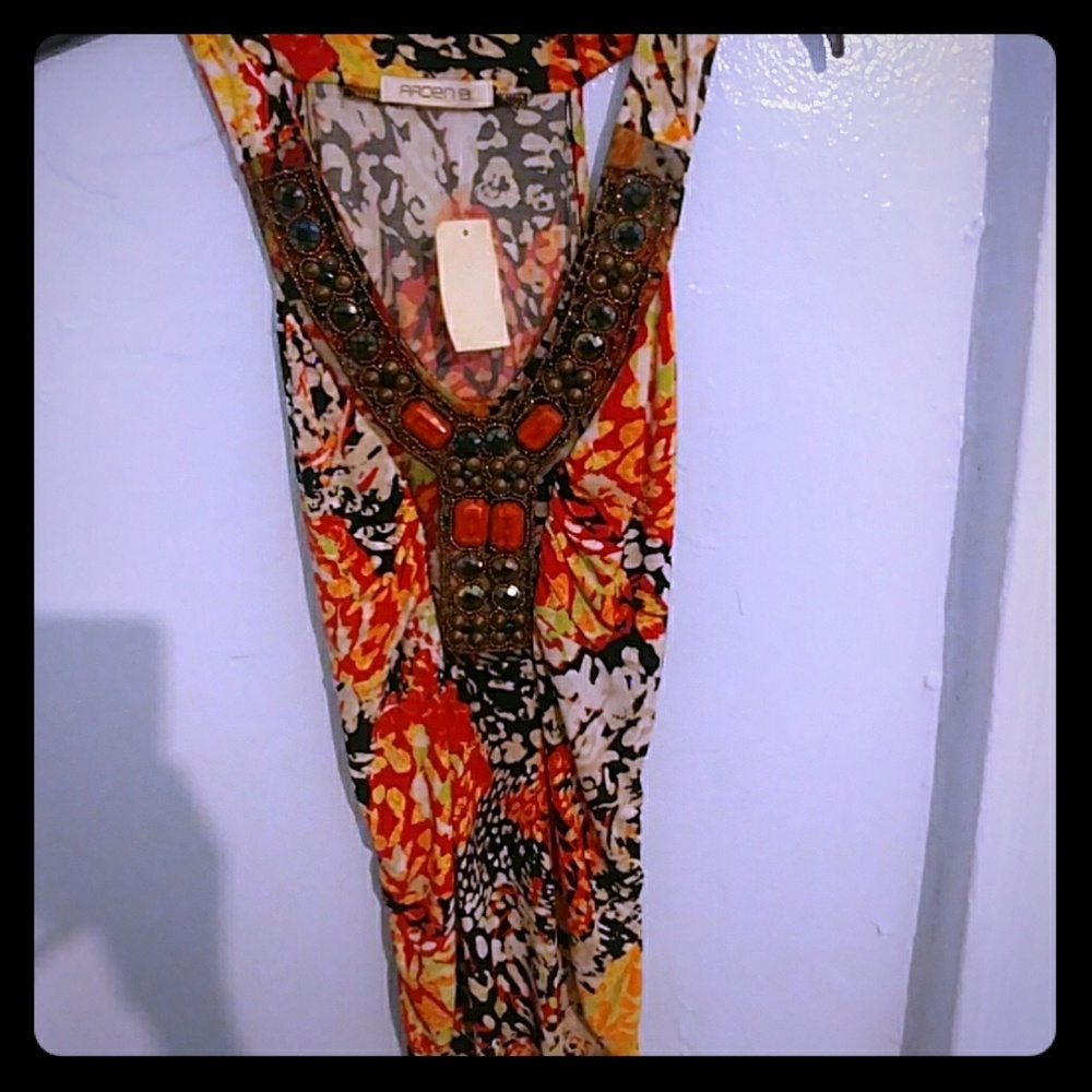 Beautiful sleeveless jeweled multicolored dress